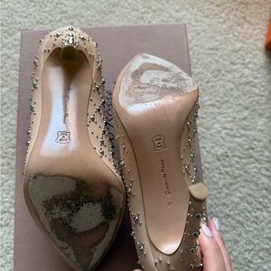 Gianvito Rossi Beige Studded Heels 37 with box